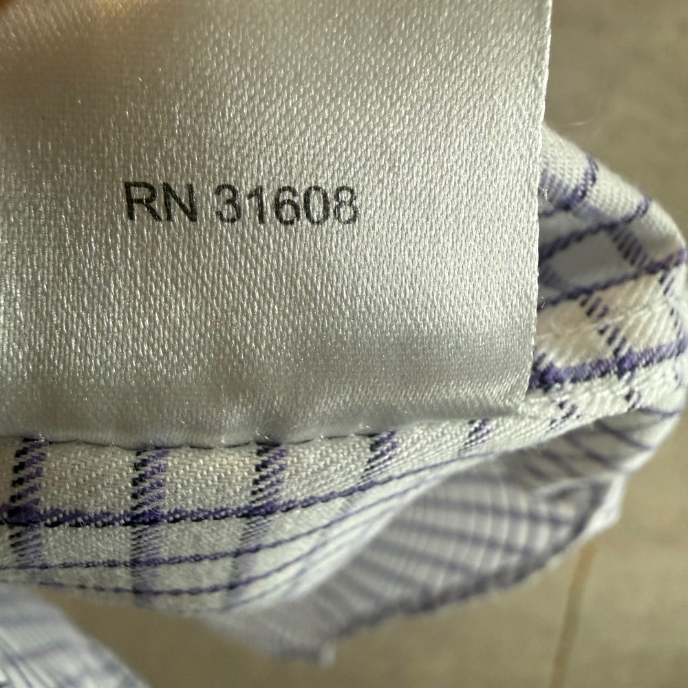 Jos. A. Bank Dress Shirt 17.5 34 1905 Tailored Fit Non-Iron Purple Check 0466 - Picture 7 of 8